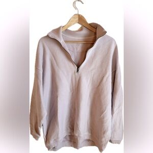 Aerie Ribbed Pink Half-Zip Sweater